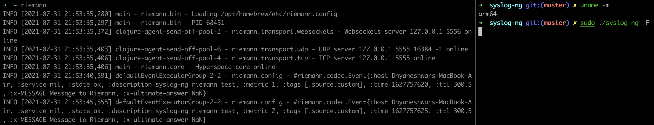 Riemann driver tested on macOS (ARM)